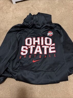 Nike Black Ohio State Football Graphic Hoodie with Red Accents